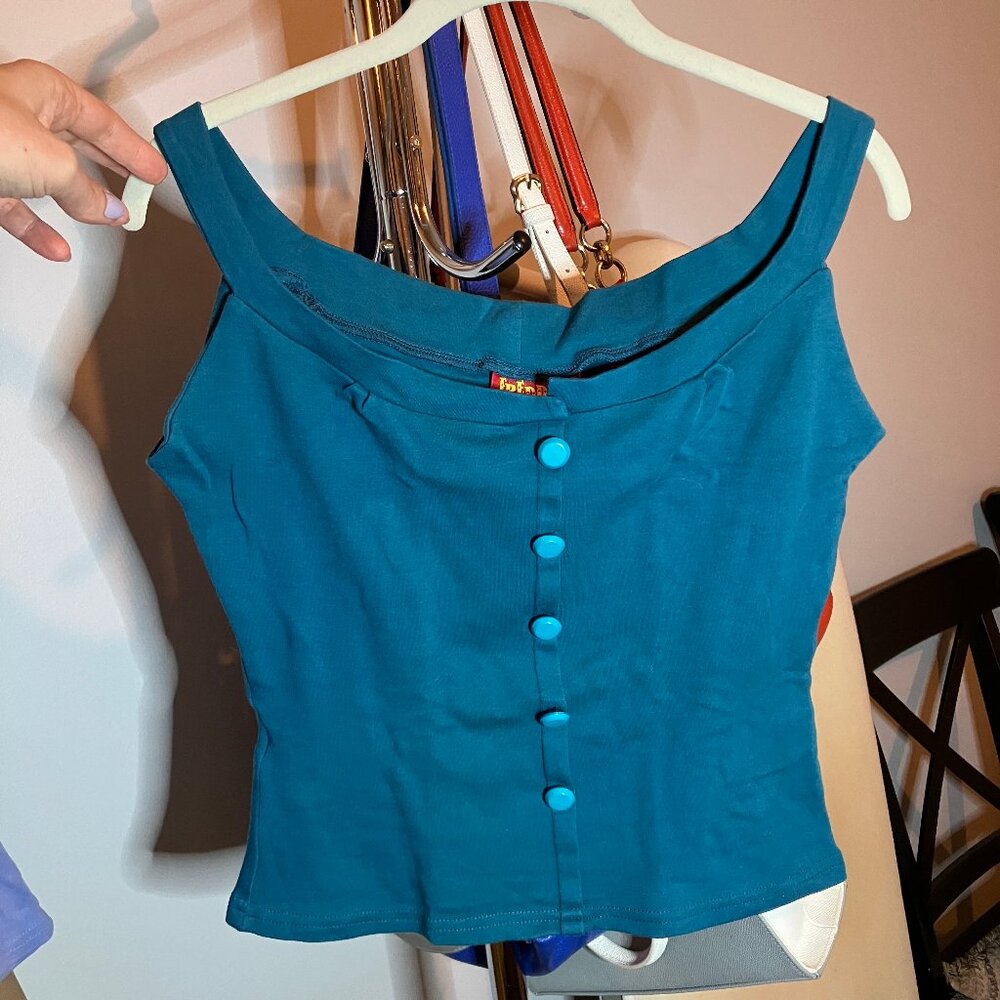 Freddies of Pinewood 1950s Tank Top - teal